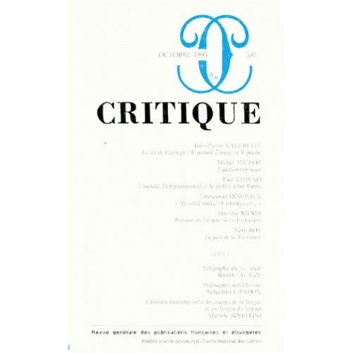 Revue Critique Numero 581 Octobre 1995