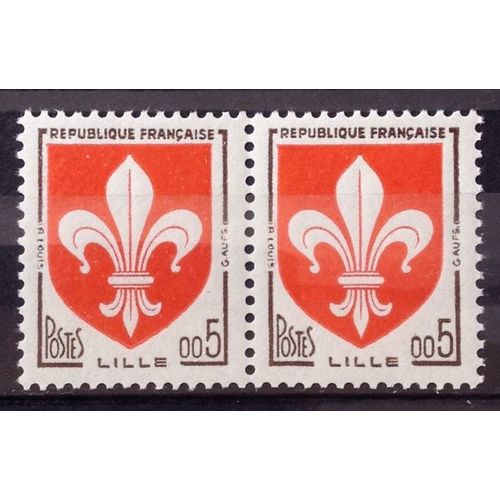 Armoiries De Villes - Blason - Lille 0,05 (Impeccables N° 1230) - Paire Neufs** Luxe (= Sans Trace De Charnière) - Cote 10,00 - France Année 1960 - N25313
