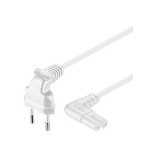 goobay - Câble d'alimentation - Europlug incliné pour power IEC 60320 C7 incliné - 250 V - 2.5 A - 5 m - blanc