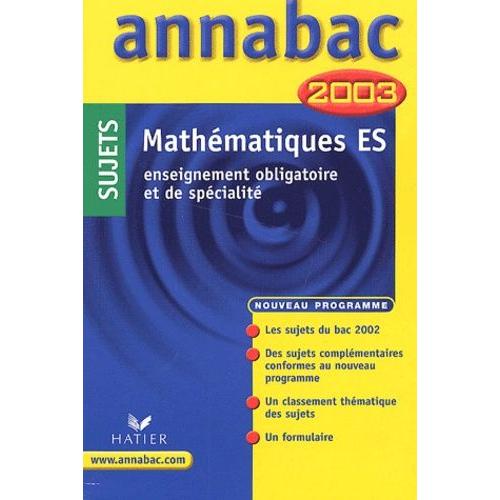 Mathématiques Bac Es - Sujets 2003