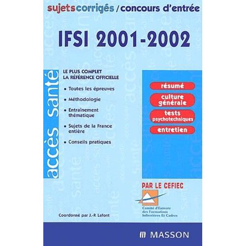 Ifsi 2001-2002 - Sujets Corrigés/Concours D'entrée