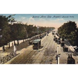 Carte Postale Rare D'argentine / Buenos Aires / Avenue Vertiz/ Tramway...