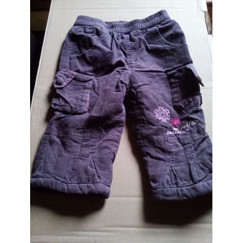 Pantalon Velours Vieux Rose Fille 12 Mois