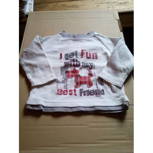 Pull Ecru Avec Chien Boutons Dos 12 Mois