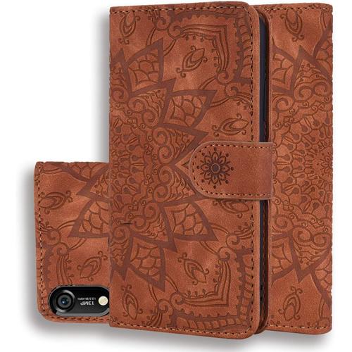 Portefeuille Coque Huawei Y6 2019/Y6 Pro 2019 Pu En Cuir Flip Protecteur Housse Mandala Style Avec Fermeture Magnétique,Poche De Carte,Fonction Support,Case Huawei Y6 2019/Y6 Pro 2019 Marron