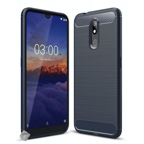 Housse Etui Coque Silicone Gel Carbone Pour Nokia 3.2 + Film Ecran - Bleu Fonce
