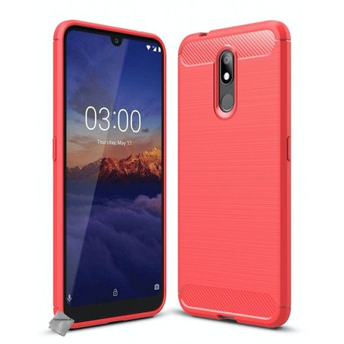 Housse Etui Coque Silicone Gel Carbone Pour Nokia 3.2 + Film Ecran - Rouge