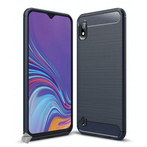 Housse Etui Coque Silicone Gel Carbone Pour Samsung Galaxy A10 + Film Ecran - Bleu Fonce
