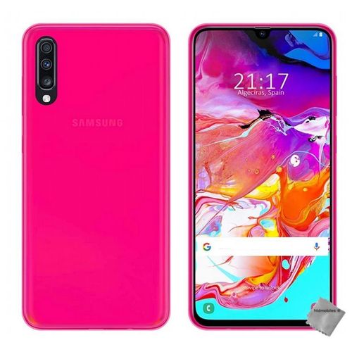 Housse Etui Coque Pochette Silicone Gel Fine Pour Samsung Galaxy A70 + Verre Trempe - Rose