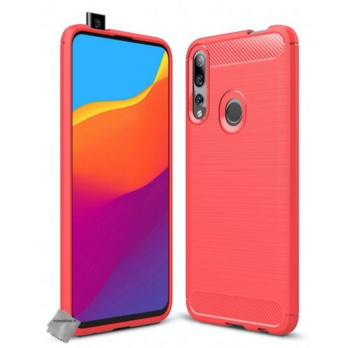 Housse Etui Coque Silicone Gel Carbone Pour Huawei P Smart Z + Film Ecran - Rouge