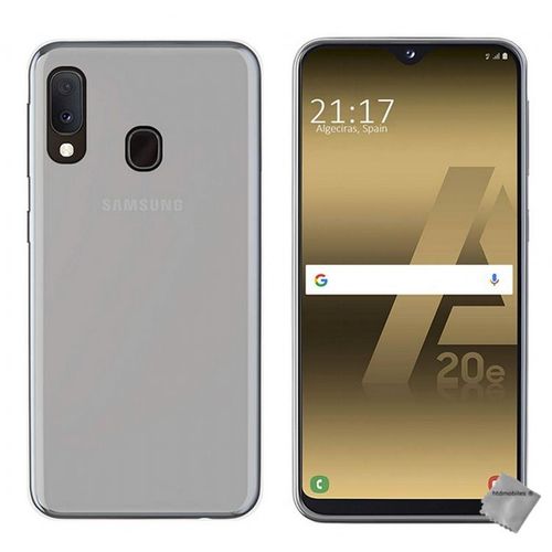 Housse Etui Coque Pochette Silicone Gel Fine Pour Samsung Galaxy A20e + Verre Trempe - Blanc Transparent
