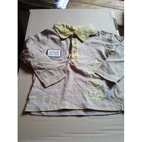Polo Ml Raye Beige Vert Boutons Devant 23 Mois