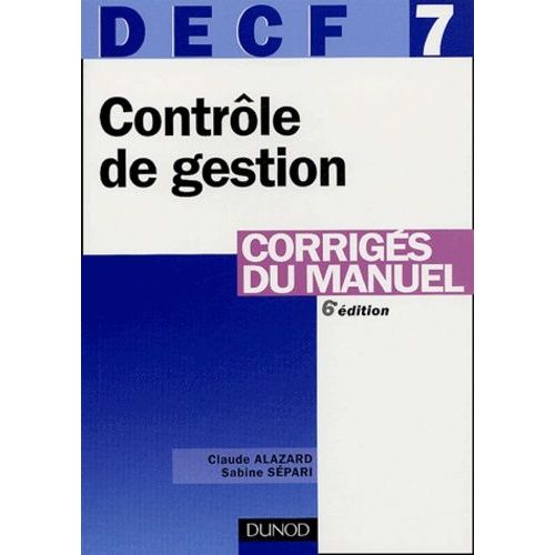 Decf 7 Contrôle De Gestion - Corrigés Du Manuel