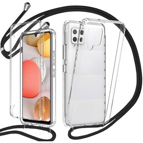 Collier Étui Pour Samsung Galaxy A42 5g Coque Transparent Silicone Protection 360° Coque Avec Protecteur Décran En Intégré, Etui De Téléphone Avec Cordon - Tour De Cou Lanière En Corde Housse