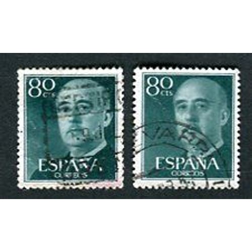 Timbres Oblitérés - " Général Franco " - 80 Cts - Espagne - 1955
