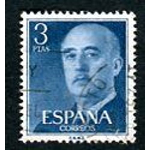 Timbre Oblitéré - " Général Franco " - 3 Ptas - Espagne - 1955