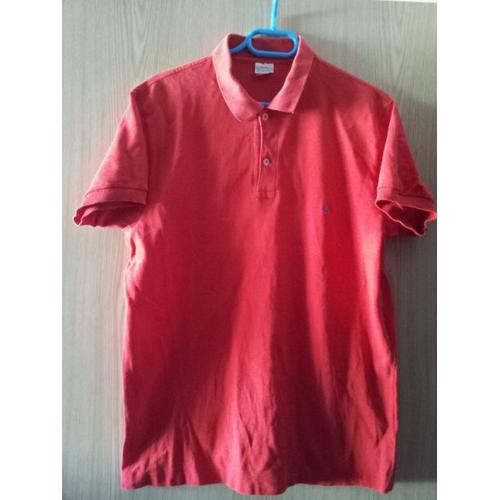 T-Shirt Polo Rouge Avec Col Manches Courtes Benetton Taille Xl