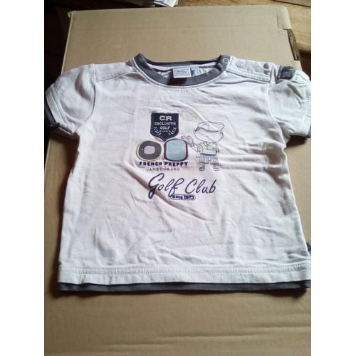 T Shirt Mc Blanc Gris Golf Pressions Epaule Garcon 2 Ans