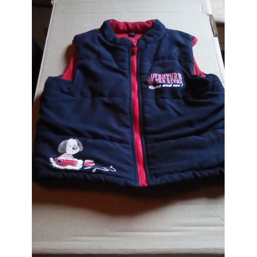 Doudoune Polaire Sans Manches Bleu Marine Rouge Adventure 23 Mois
