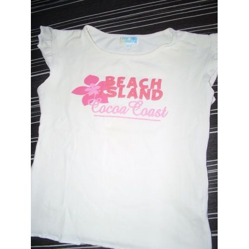 Top Blanc Imprimés Roses Taille 8ans Pop Beach