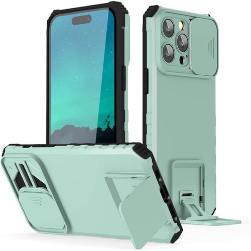 Coque Compatible Iphone 14 Pro Max Avec Support Et Conception De Caméra Coulissante, Châssis De Téléphone Portable Double Couche Résistant Aux Chocs Pour Iphone 14 Pro Max 6.7 Pouces Moulage