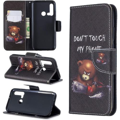 Étui À Rabat Pour Huawei P20 Lite 2019 Portefeuille En Cuir Coque Folio Housse Protection Motif Ne Touchez Téléphone Bookstyle Flip Cover Magnétique Stand Pour Huawei Nova 5i 6.4"" Livre Style