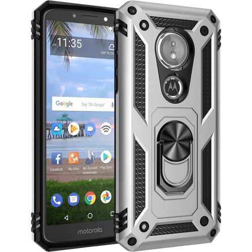 Coque Pour Motorola Moto E5 /Moto G6 Play,+ Protecteur D'écran, Silicone Souple Et Pc Dur Coque Avec Support Béquille Métal Multi-Angles Etui, Protection Double Couche Multi-Fonctionnel Housse