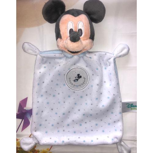 Doudou Mickey Mouse Christmas Disney Baby Bleu Ciel Blanc Etoiles Peluche Jouet Bebe