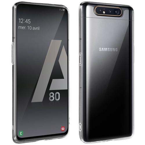 Coque Galaxy A80 Silicone Souple Et Film Ecran Verre Trempé 9h Transparent