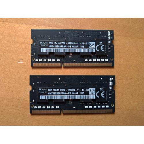 Hynix Barrette Mémoire 2Go RAM DDR3 Hynix HMT425S6AFR6A-PB SO-DIMM PC3L-12800 1600MHz 