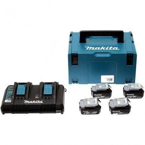 MAKITA Pack energie 18 V Li-ion - 4 batteries -4Ah- + 1 chargeur double en coffret Makpac - 197503-4