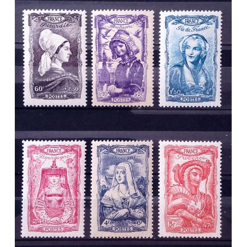 Série Coiffes Régionales - Impeccables N° 593 594 595 596 597 598 Neufs** Luxe (= Sans Trace De Charnière) - Cote 17,00 - France Année 1943 - N24676