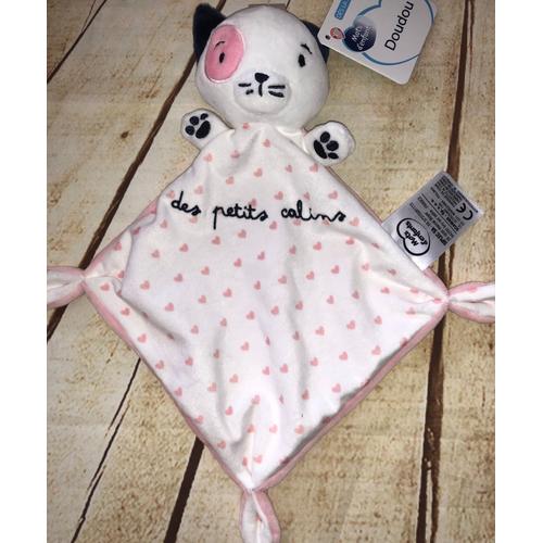 Doudou Chat Mots D'enfants Blanc Rose Bleu Marine Des Petits Calins