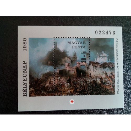 Timbre Hongrie Yt Bf 206 Bataille De Solférino, Par Carlo Bossoli 1989 ( 10612 )