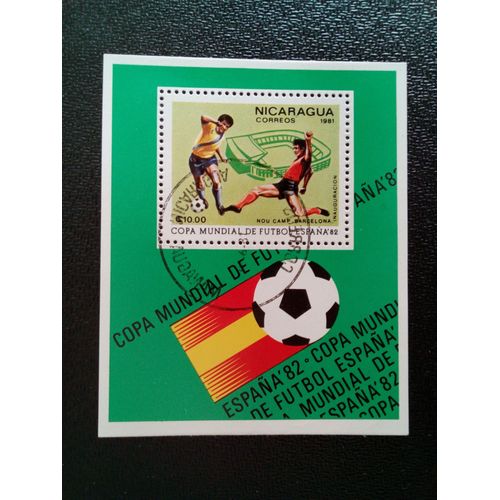 Timbre Nicaragua Yt Bf 146 Coupe Du Monde Fifa 1982 - Espagne 1981 ( 10612 )