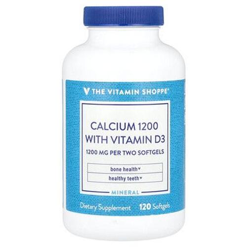 The Vitamin Shoppe Calcium 1200, Vitamine D3, 120 Capsules À Enveloppe Molle 