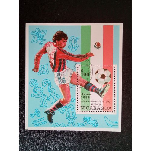 Timbre Nicaragua Yt Bf 176 Coupe Du Monde Fifa 1986 - Mexique 1986 ( 10612 )