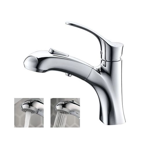 Robinet Salle de Bain avec Douchette Extractible Chromé Mitigeur de Lavabo 2 Jets au Choix en Laiton - Homelody®