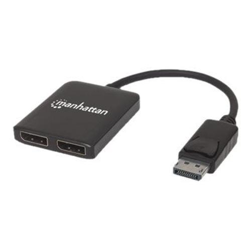 Manhattan DisplayPort 1.2 to 2-Port DisplayPort 1.2 Splitter Hub with MST, 4K@30Hz, USB-A Powered, Video Wall Function, Black, Three Year Warranty, Blister - Répartiteur vidéo/audio - 2 x...