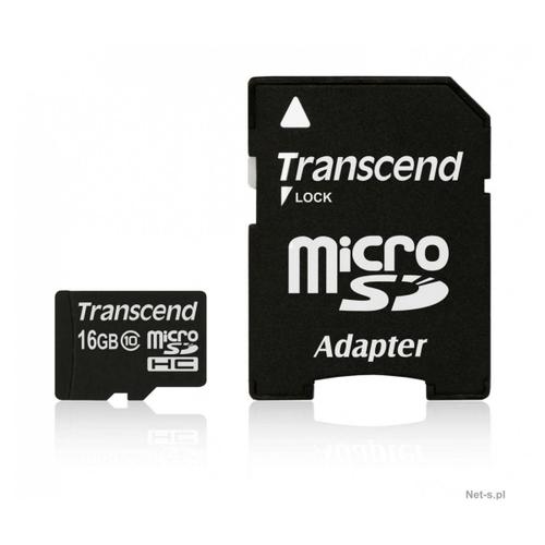 Transcend - Carte mémoire flash (adaptateur microSDHC - SD inclus(e)) - 16 Go - Class 10 - micro SDHC