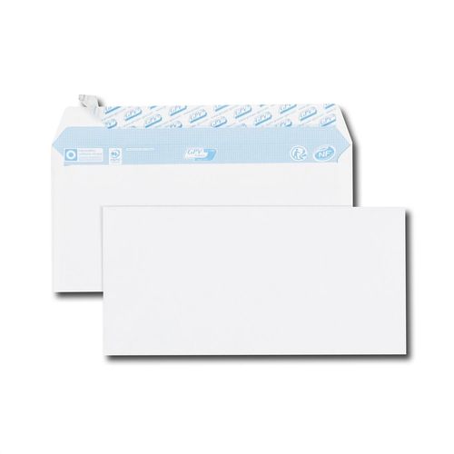 Gpv Paquet De 100 Enveloppes Blanches Dl 110x220 75 G/M² Bande De Protection