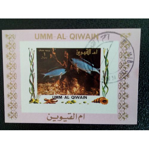 Timbre Umm Al Qiwain Mi 1310brbl Poissons Tropicaux 1972 ( 10612 )