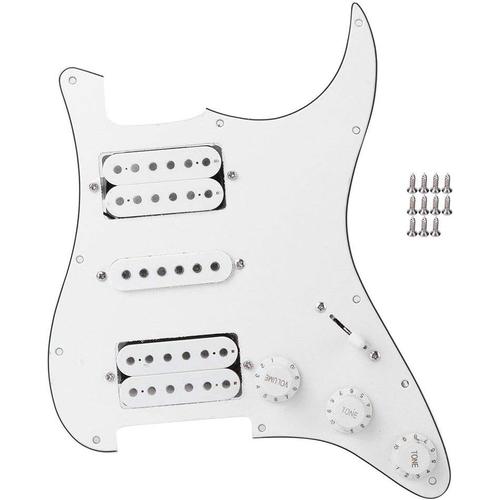 Conseil De Guitare ¿¿Lectrique, Humbucker De Pickguard De Guitare En Pvc En M¿¿Tal Avec Micro Hsh Charg¿¿ Pr¿¿Cabl¿¿ Pour Fender Strat(Blanc)