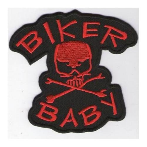 Patch Biker Baby Noir Et Rouge 7.5x7.5 Cm Crane Pirate Écusson Thermocollant Motard