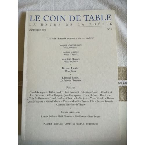 Le Coin De Table La Revue De Poésie Numéro 8 Octobre 2001