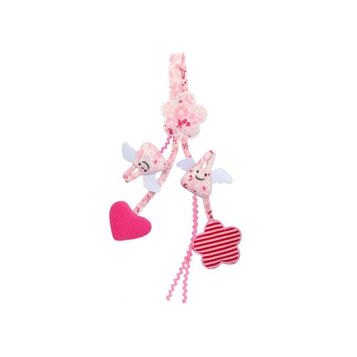 Hochet Berceau Porte Tétine Fleurs Roses 20cm