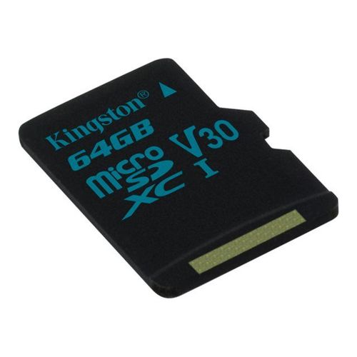 Kingston Canvas Go! - Carte mémoire flash (adaptateur microSDXC vers SD inclus(e)) - 64 Go - Video Class V30 / UHS-I U3 / Class10 - microSDXC UHS-I
