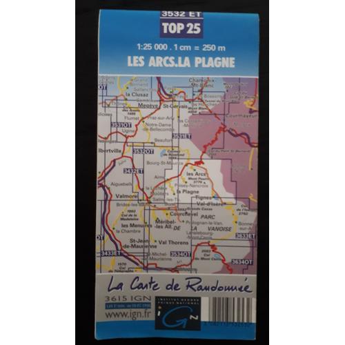 Carte Ign 3532 Et Les Arcs.La Plagne