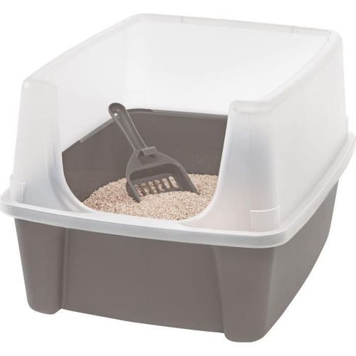 Iris Ohyama - Bac A Litiere Pour Chat Avec Pelle - Cat Litter Box - Taupe - 38 X 48.5 X 30.5 Cm