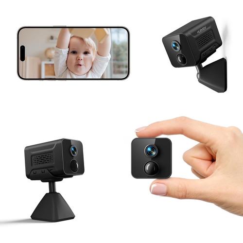 Mini Camera, Camera Surveillance WiFi Interieur sans Fil 1080P, Camera Interieur sur Batterie, Detection Mouvement PIR, Vision Nocturne, Audio Bidirectionnel, Stockage SD/Cloud (WiFi 2,4GHz)